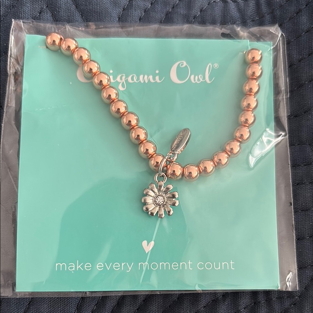 Origami Owl Rose Gold and Silver Charm Bracelet